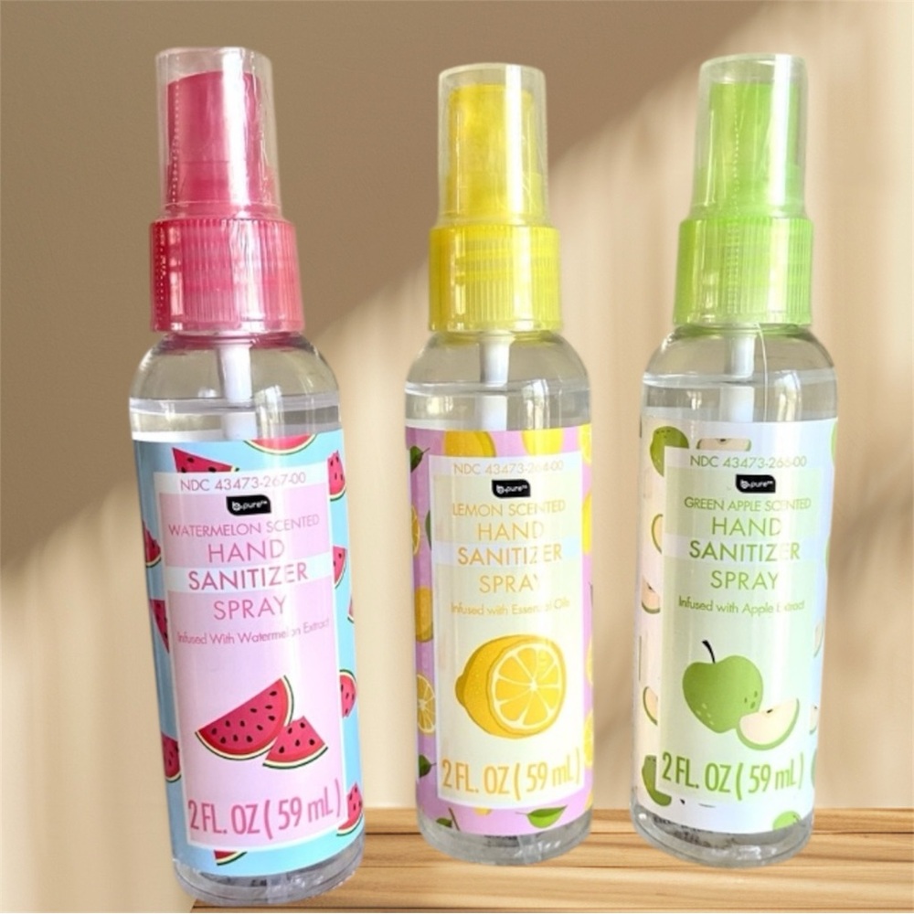 🐭 SALE! Fruit Scented Hand Sanitizer Spray Set in watermelon lemon green apple